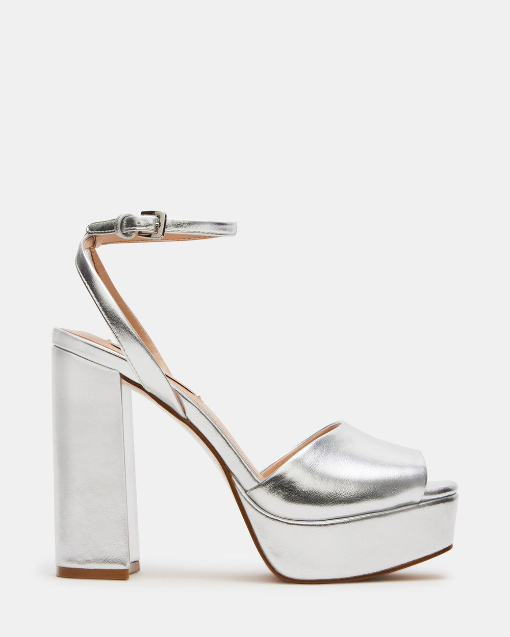 LOURDES Silver Metallic Platform Heel | Women's Heels | Steve Madden on Sale