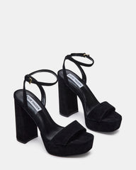 LESSA Black Suede Platform Block Heel | Women's Heels | Steve Madden discount