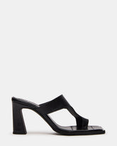 ALAMEDA Black Leather Square-Toe Mule Women's Heel | Steve Madden on Sale