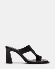 ALAMEDA Black Leather Square-Toe Mule Women's Heel | Steve Madden on Sale
