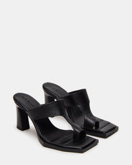 ALAMEDA Black Leather Square-Toe Mule Women's Heel | Steve Madden on Sale