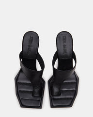 ALAMEDA Black Leather Square-Toe Mule Women's Heel | Steve Madden on Sale