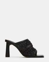 FRESCA Black Woven Square-Toe Mule Women's Heel | Steve Madden US