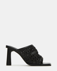 FRESCA Black Woven Square-Toe Mule Women's Heel | Steve Madden US