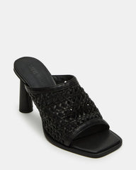 FRESCA Black Woven Square-Toe Mule Women's Heel | Steve Madden US