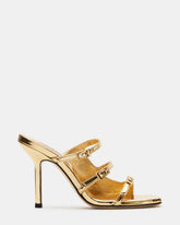 OPULENT Gold Leather Square Toe Mule Heel | Women's Heels | Steve Madden US