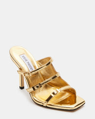 OPULENT Gold Leather Square Toe Mule Heel | Women's Heels | Steve Madden US