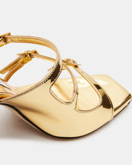 OPULENT Gold Leather Square Toe Mule Heel | Women's Heels | Steve Madden US