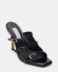 OPULENT Black Leather Square Toe Mule Heel | Women's Heels | Steve Madden outlet