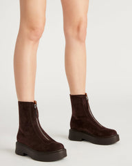 JONES Chocolate Brown Suede Zipper Lug Women's Ankle Boot | Steve Madden near me