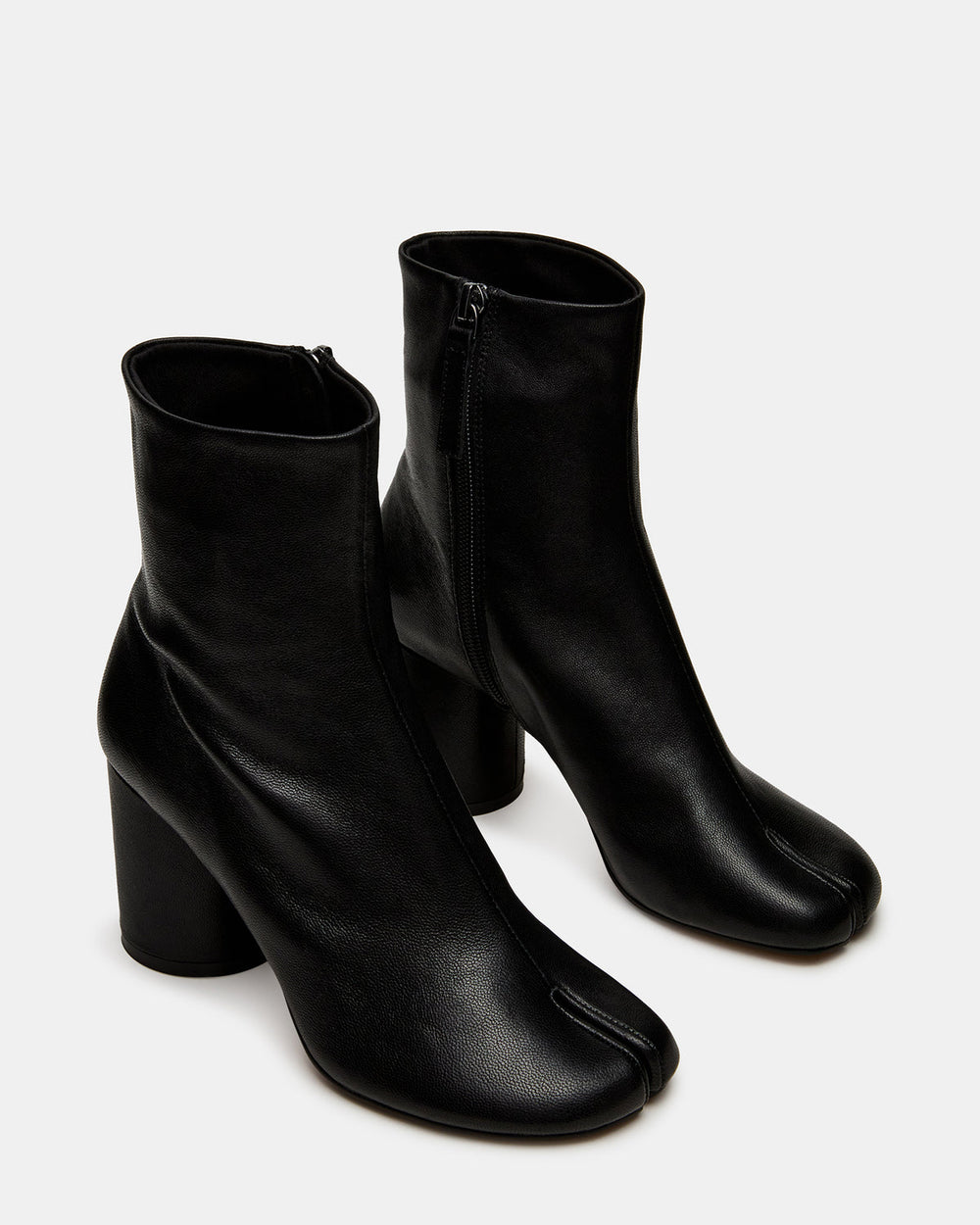 CARO Black Leather Tabi Split-Toe Block Heel Women's Ankle Boot | Steve Madden Sale