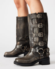 ROCKY Brown Distressed Women's Knee-High Moto Boots | Steve Madden on Sale