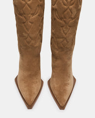 KINZEE Taupe Suede Pointed-Toe Knee-High Western Stiletto Women's Boot | Steve Madden near me