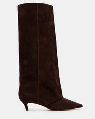 LUCA Brown Suede Pointed-Toe Cuffed Kitten Heel Women's Boot | Steve Madden online