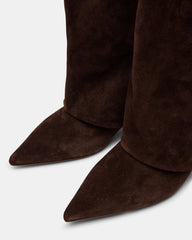 LUCA Brown Suede Pointed-Toe Cuffed Kitten Heel Women's Boot | Steve Madden online