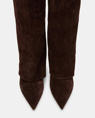 LUCA Brown Suede Pointed-Toe Cuffed Kitten Heel Women's Boot | Steve Madden online