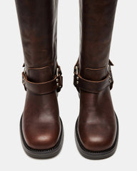 ASTOR Brown Leather Knee-High Boot | Women's Boots | Steve Madden US