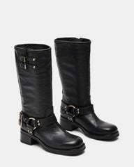 ASTOR Black Leather Knee-High Boot | Women's Boots | Steve Madden online