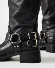 ASTOR Black Leather Knee-High Boot | Women's Boots | Steve Madden online