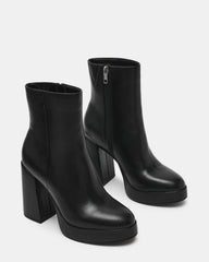 TYRA Black Leather Platform Block Heel Women's Ankle Boot | Steve Madden US