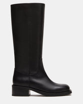 RIGGS Black Leather Square-Toe Women's Boot | Steve Madden on Sale