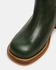 RIGGS Dark Green Leather Square-Toe Women's Boot | Steve Madden on Sale