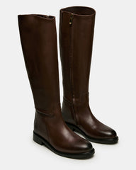 BELMONT Brown Leather Knee-High Women's Riding Boot | Steve Madden outlet