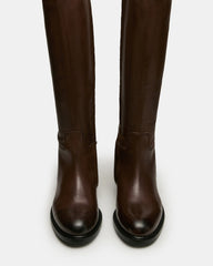 BELMONT Brown Leather Knee-High Women's Riding Boot | Steve Madden outlet