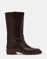 PRIMO Brown Leather Square-Toe Women's Boot | Steve Madden Sale