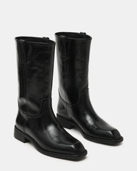 PRIMO Black Leather Square-Toe Women's Boot | Steve Madden for Sale