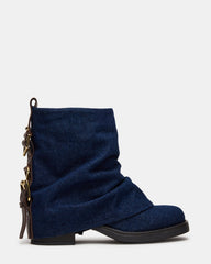BENJI Denim Fabric Cuffed Fold-Over Moto Buckle Women's Ankle Boot | Steve Madden on Sale