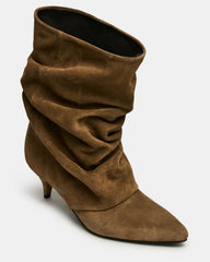 LEXEN Taupe Suede Pointed-Toe Fold-Over Scrunched Women's Ankle Boot | Steve Madden near me