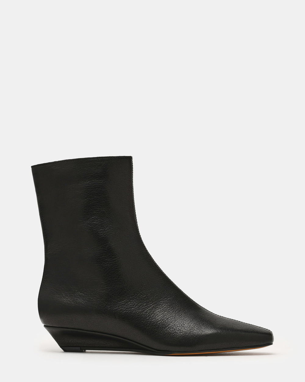 FLAIRE Black Leather Square-Toe Wedge Bootie Women's Ankle Boot | Steve Madden outlet