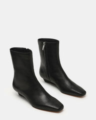 FLAIRE Black Leather Square-Toe Wedge Bootie Women's Ankle Boot | Steve Madden outlet