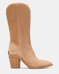 SALLY Sand Suede Pointed-Toe Western Block Heel Women's Boot | Steve Madden online