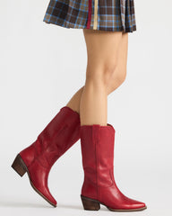 ALBANY Red Leather Pointed-Toe Women's Western Boot | Steve Madden outlet