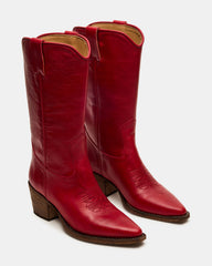 ALBANY Red Leather Pointed-Toe Women's Western Boot | Steve Madden outlet