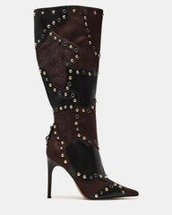 REVIVE Brown Multi Wide Calf Pointed-Toe Knee-High Stiletto Women's Boot | Steve Madden discount