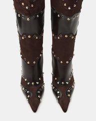 REVIVE Brown Multi Wide Calf Pointed-Toe Knee-High Stiletto Women's Boot | Steve Madden discount
