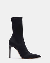 MIDNITE Black Pointed-Toe Stiletto Heel Sock Women's Ankle Boot | Steve Madden Sale