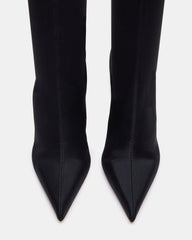MIDNITE Black Pointed-Toe Stiletto Heel Sock Women's Ankle Boot | Steve Madden Sale