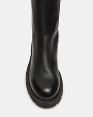 LAMI Black Leather Lug Sole Women's Ankle Boot | Steve Madden on Sale