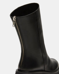 LAMI Black Leather Lug Sole Women's Ankle Boot | Steve Madden on Sale