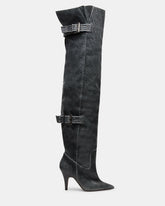 BADDIE Black Distressed Over-The-Knee Moto Women's Boot | Steve Madden near me