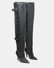 BADDIE Black Distressed Over-The-Knee Moto Women's Boot | Steve Madden near me