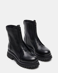 MILTON Black Leather Moto Women's Ankle Boot | Steve Madden US