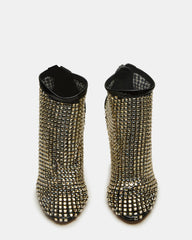 DANCIN Gold Multi Stiletto Heeled Mesh Rhinestone Women's Ankle Boot | Steve Madden Sale