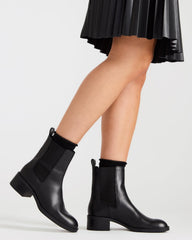 KAPLAN Black Leather Chelsea Block Heel Women's Ankle Boot | Steve Madden discount