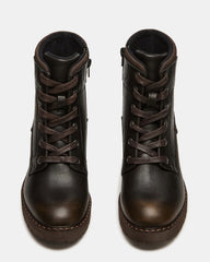 TUFF Dark Brown Lace-Up Block Heel Women's Ankle Boot | Steve Madden outlet