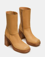 FUSION Banana Leather Square-Toe Block Heel Women's Ankle Boot | Steve Madden Sale